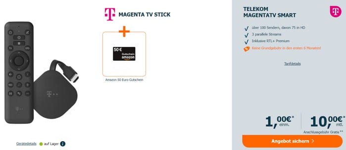 Telekom MagentaTV-Stick gratis mit Gutschein