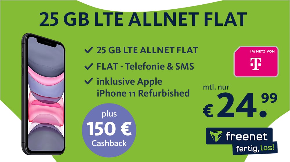iPhone 11 Refurbished freenet green LTE 25 GB Aktion (Telekom)