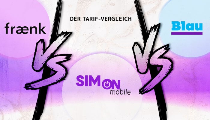 SIMon mobile, fraenk und Blau im Tarifvergleich