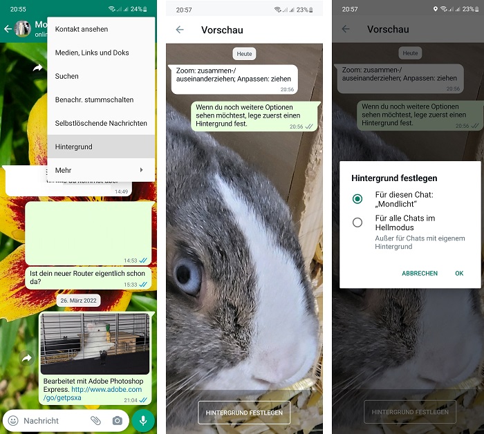 WhatsApp-Hintergrund einrichten