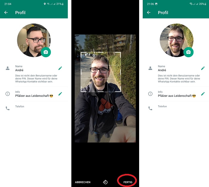 WhatsApp-Profilbild einrichten