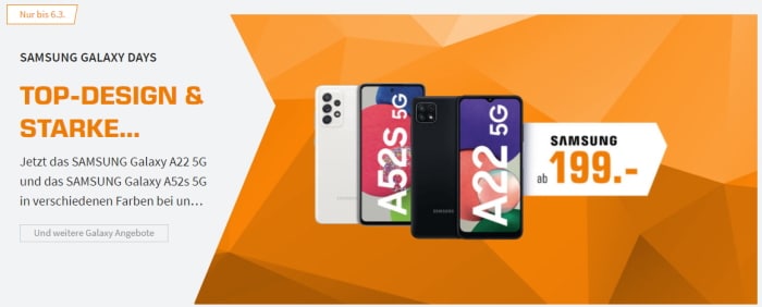 Samsung Galaxy Days bei Saturn: Galaxy Z Flip 3 für 777 €, Galaxy A52s 5G für 333 € uvm.