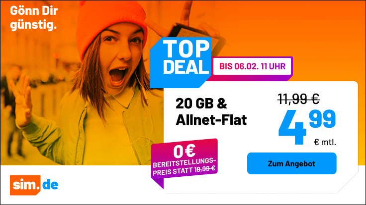 sim.de Aktionsdeal 20 GB