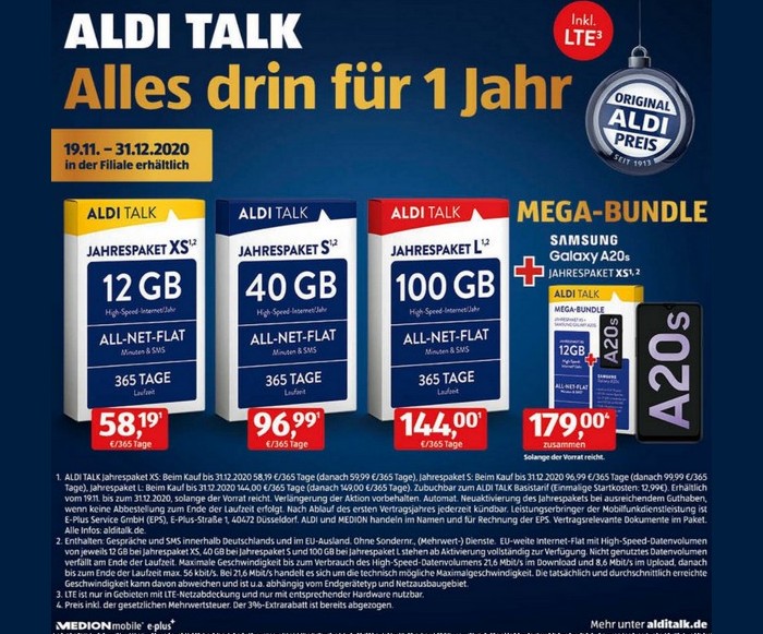 ALDI TALK Mega-Bundle mit Galaxy A20s