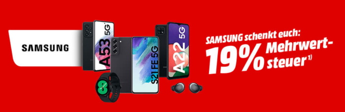 MediaMarkt Mehrwertsteuer Aktion bei der Galaxy Week Mai 2022