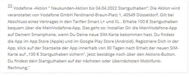 Vodafone Startguthaben-Aktion bis 4.4.2022 verlängert