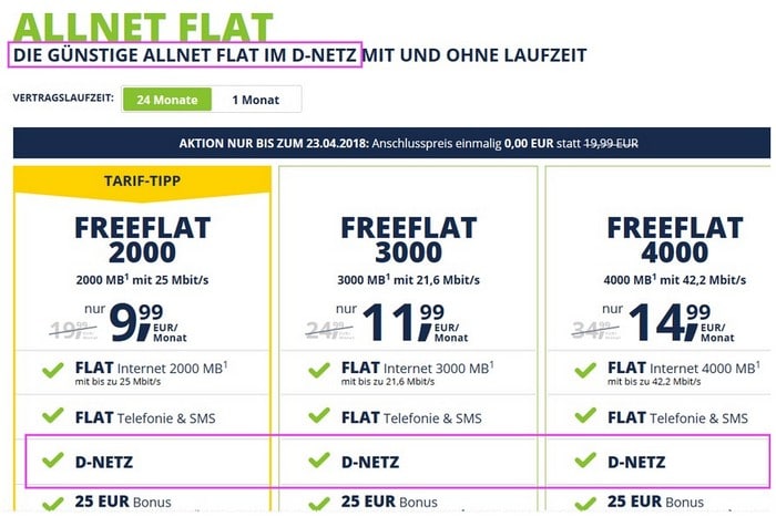 freenet mobile im D-Netz