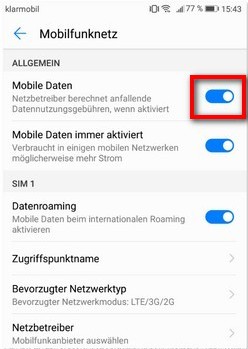 Handy ohne mobile Daten