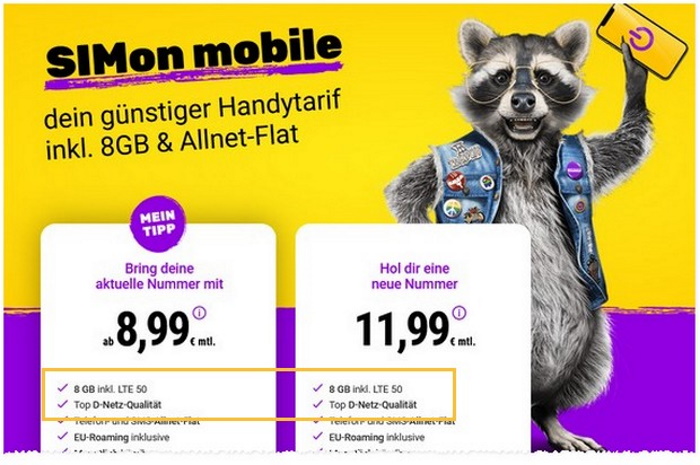 Welches Netz hat SIMon mobile?