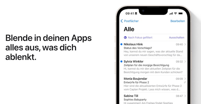 Apple iOS 16 neuer Fokus Modus