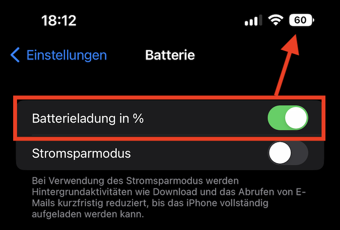 Neue Funktionen in iOS 16 / Batterie in Prozent