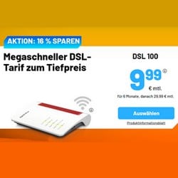 Drillisch DSL-Aktion: 6 Monate nur 9,99 € Grundgebühr
