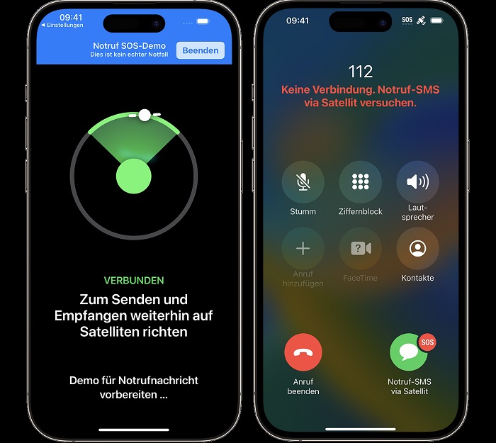 Satelliten-Notruf des iPhone 14