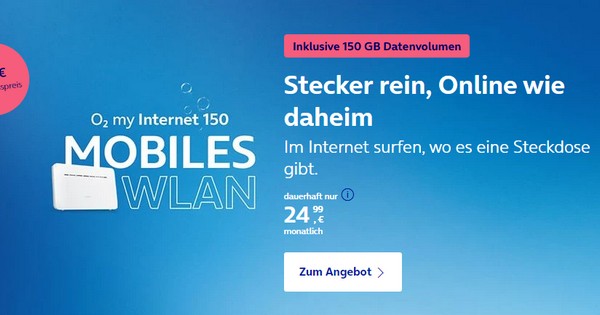 o2 startet my Home 150 Homespot-Tarif