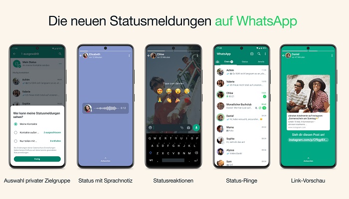 Fünf neue Features für den WhatsApp-Status