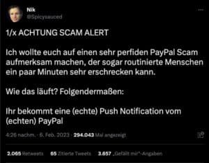 PayPal Betrug dokumentiert auf Twitter