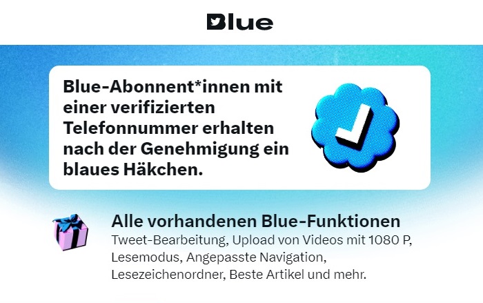 Twitter Blue bittet zur Kasse