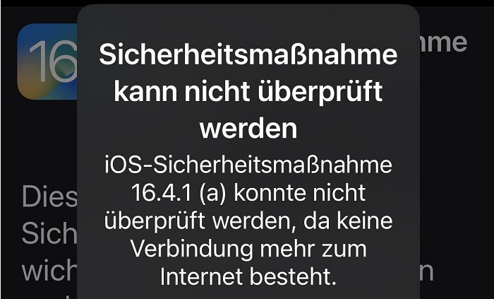 Probleme bei der iOS-Sicherheitsmaßnahme