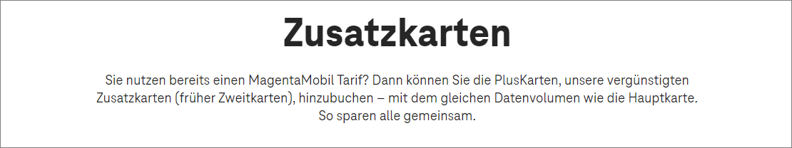 Telekom Tarife mit Zusatzkarte