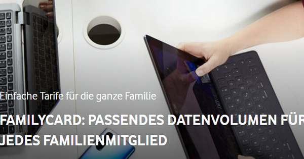 Vodafone Zusatzkarte wird zur FamilyCard (Bild: vodafone.de)