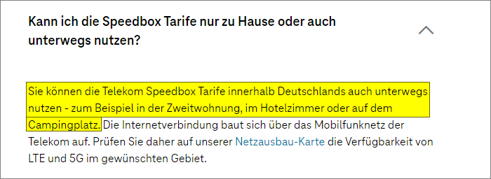 Telekom Speedbox Tarife auf Reisen