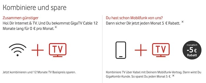 Vodafone Cable TV Basis Preis geschenkt - Aktion