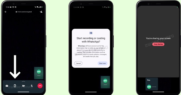 WhatsApp Screen Sharing in Aktion