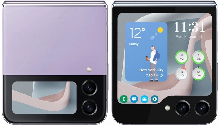Links Z Flip 4 Außendisplay, rechts Z Flip 5