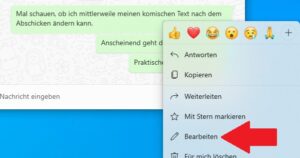 Bearbeitungsfunktion in WhatsApp Windows