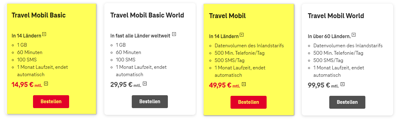 Telekom Travel Mobil Optionen