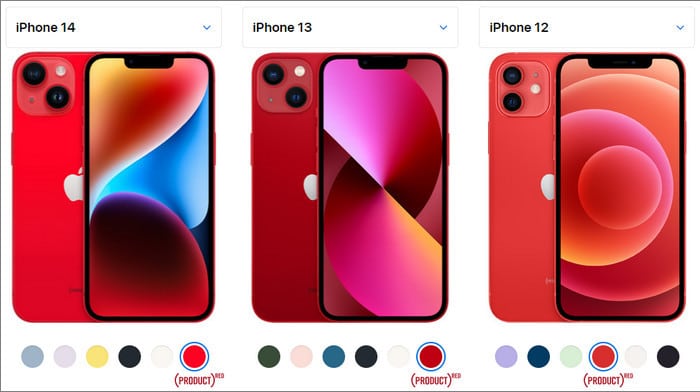 iPhone ProductRED-Edition im Vergleich (Bild: apple.com)