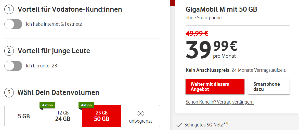 Vodafone GigaMobil Tarife