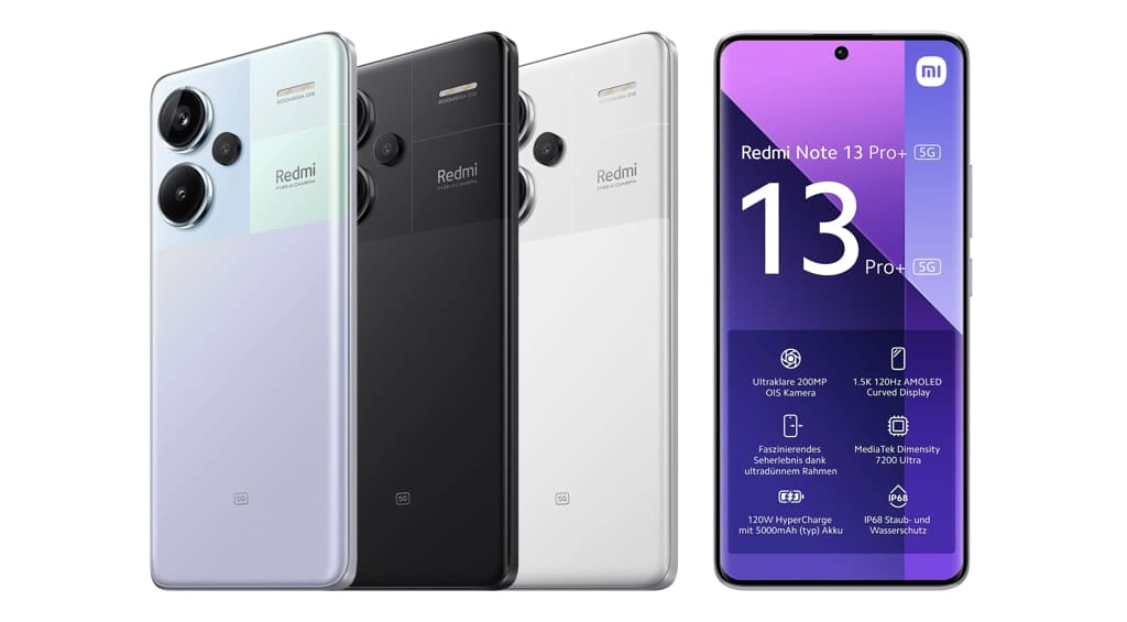 Xiaomi Redmi Note 13 Pro Plus mit Vertrag in den Netzen von Telekom, Vodafone, o2 Telefónica und 1&1