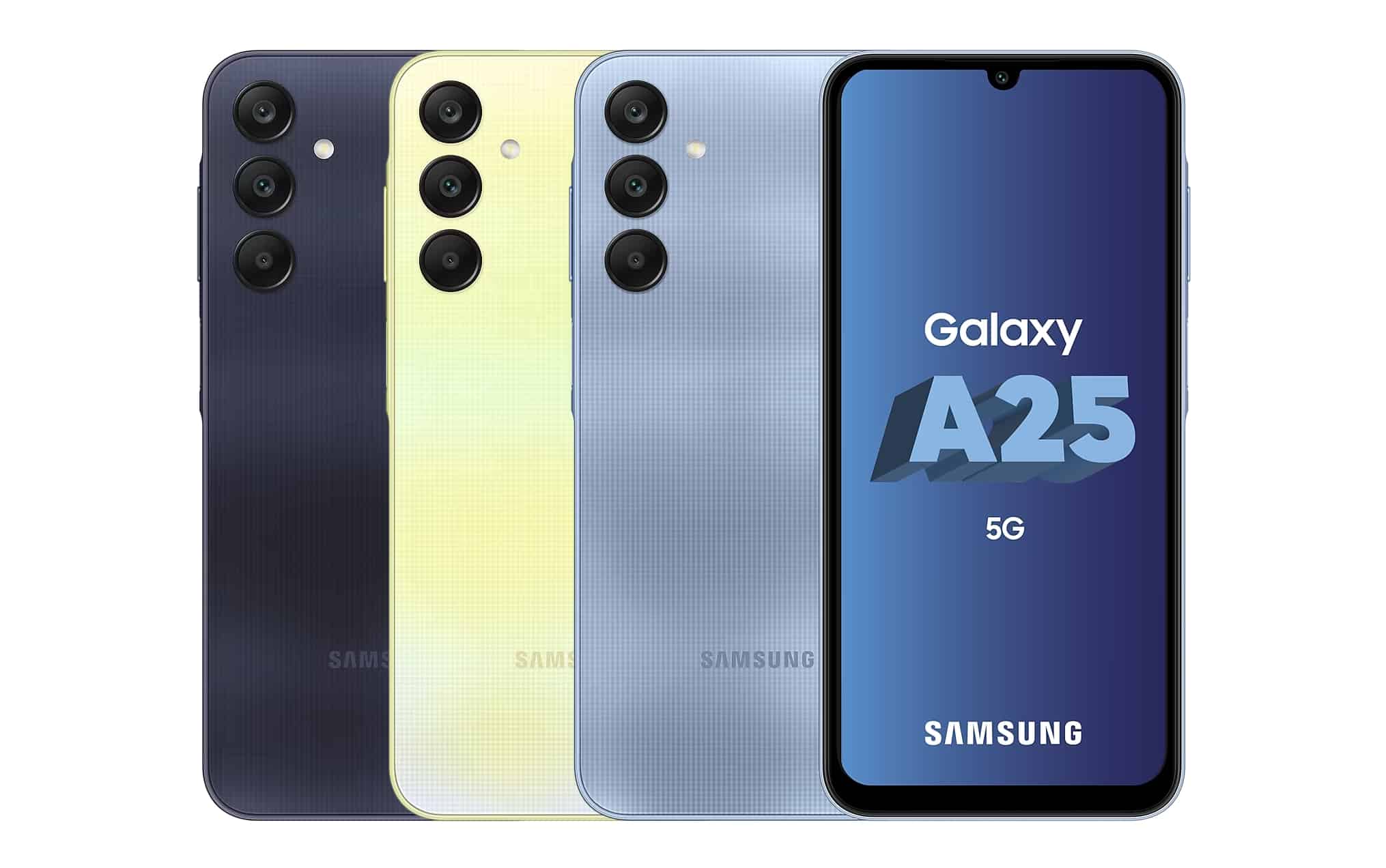 Samsung Galaxy A25 5G in Schwarz, Gelb und Blau mit Vertrag im Netz von Telekom, Vodafone, o2 Telefónica und 1&1 - die besten Deals!