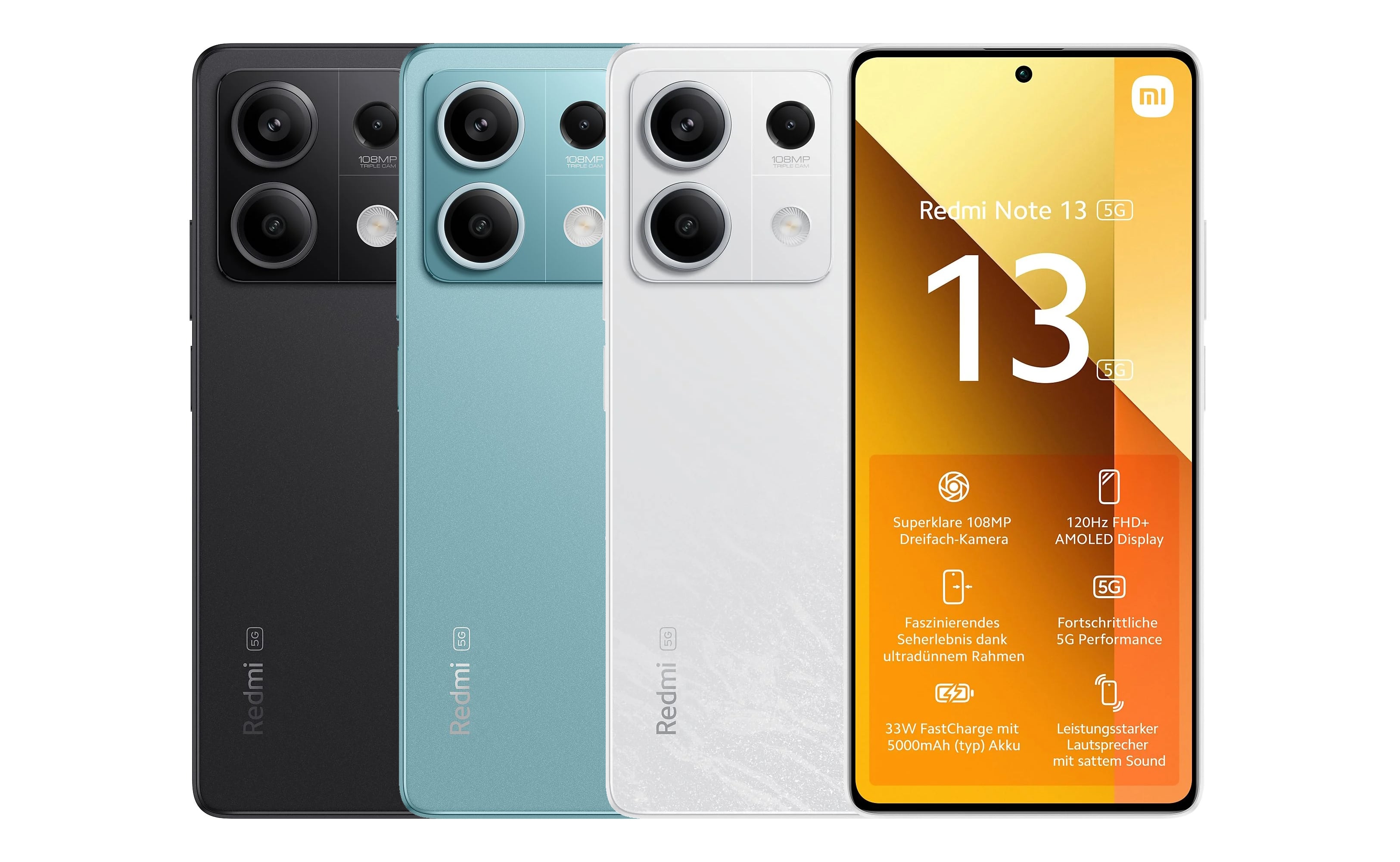 Xiaomi Redmi Note 13 5G mit Vertrag in den Netzen von Telekom, Vodafone, o2 Telefónica und 1&1
