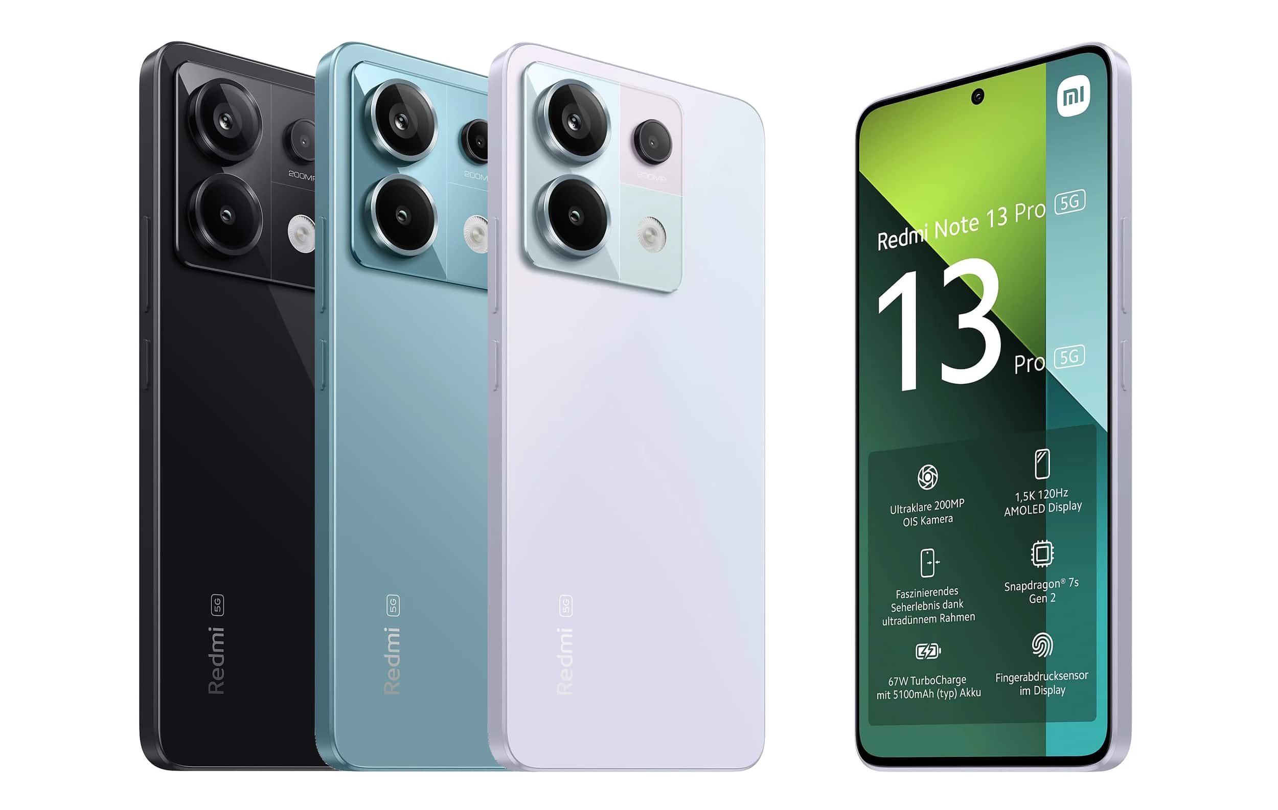 Xiaomi Redmi Note 13 Pro 5G mit Vertrag in den Netzen von Telekom, Vodafone, o2 Telefónica und 1&1