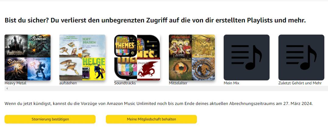 Amazon Music Unlimited Abo beenden