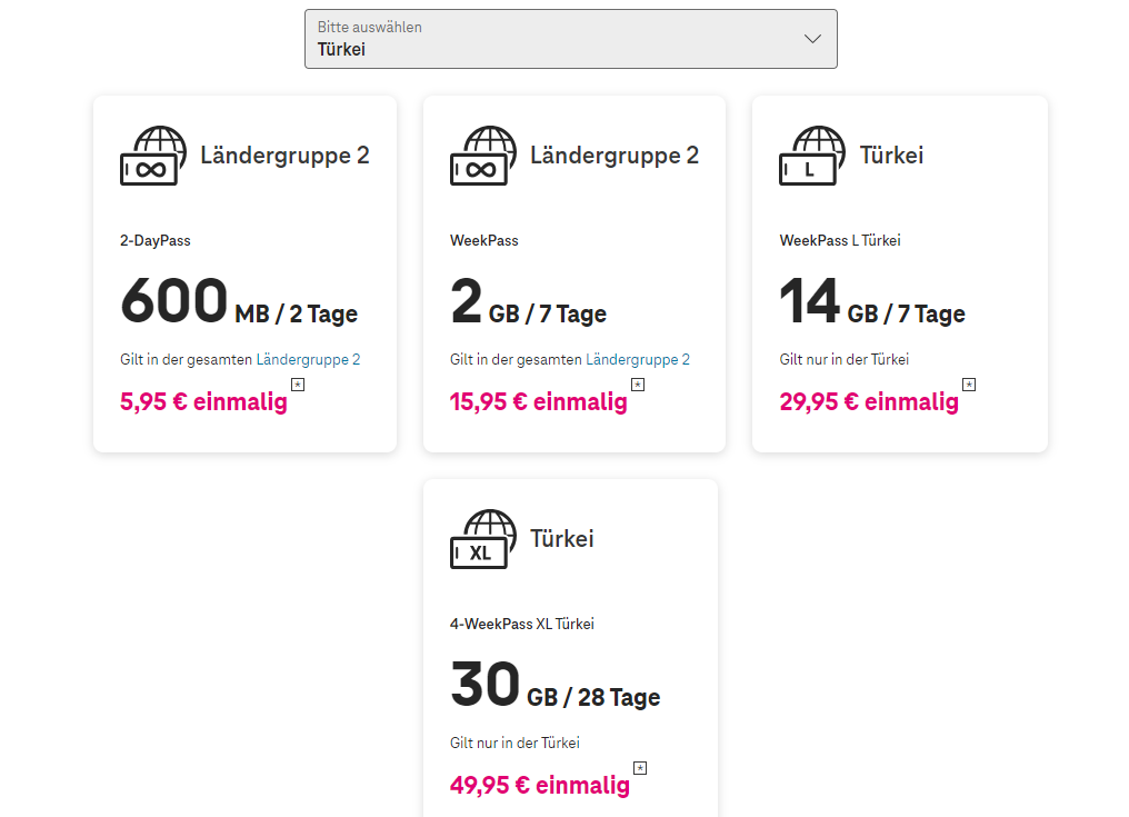 Telekom Travel und Surf Pässe Türkei - jetzt ab 600 MB