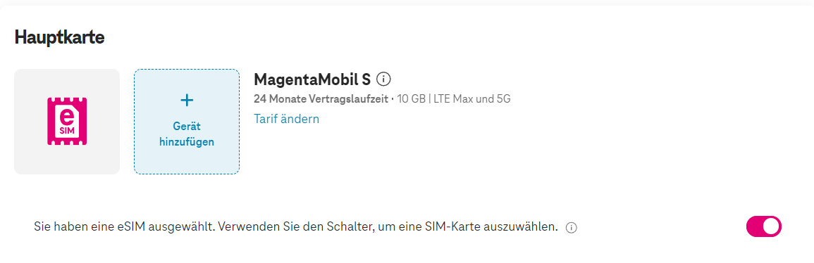 Telekom eSIM buchen