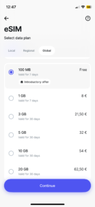 Die eSIM-Tarife (Global) von Revolut. (Screenshot: Handyhase.de)