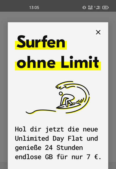 fraenk Unlimited-Dayflat für 7 Euro