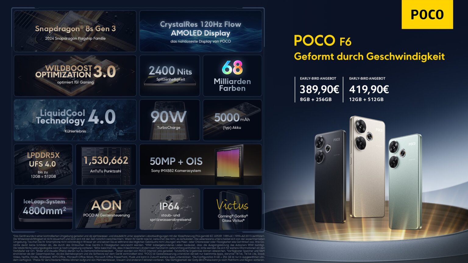 Xiaomi Poco F6 mit Vertrag - Key Specs