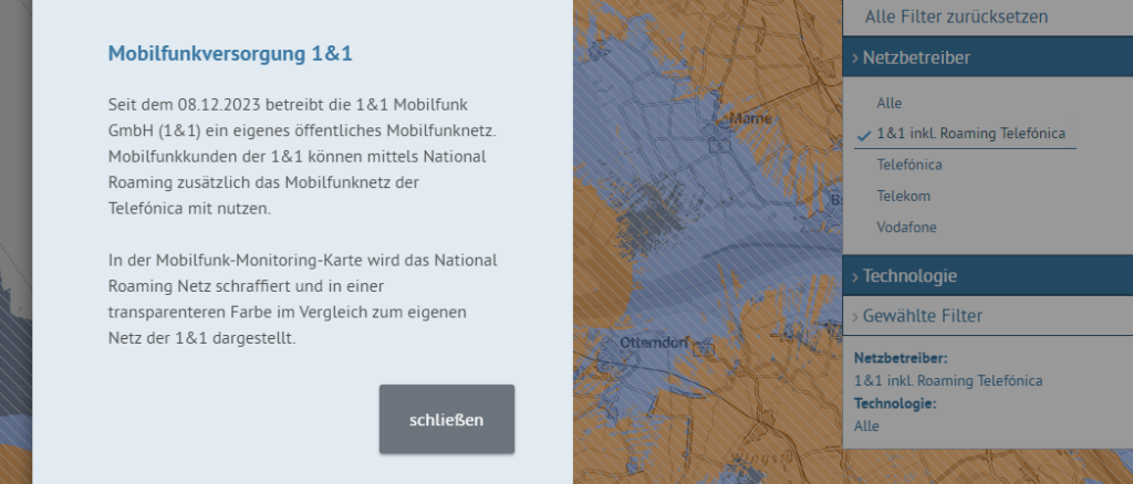 Netzabdeckung Karte der