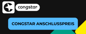 congstar Logo und Schriftzug congstar Anschlusspreis im Unternehemensdesign
