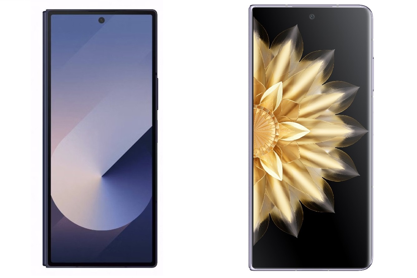 Frontdisplays von Galaxy Z Fold 6 und Magic V2