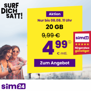20 GB für nur 4,99 € bei sim24