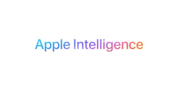 Screenshot des Schriftzugs von Apple Intelligence mit Apple-Firmenschrifttype