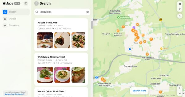 Apple Karten im Web auf einem Windows-PC