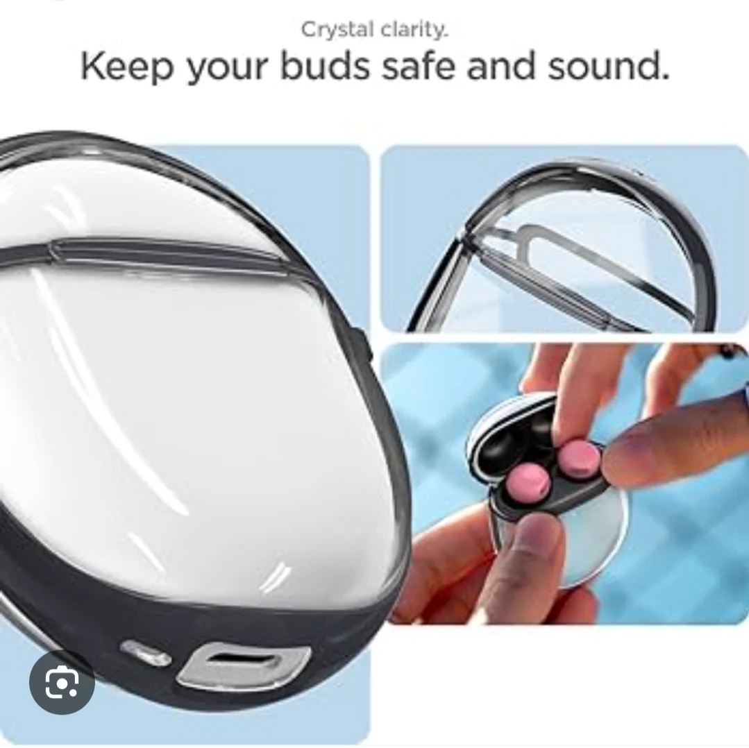 Händler-Fotocollage bei Amazon mit Spigen-Hülle für die Google Pixel Buds Pro 2