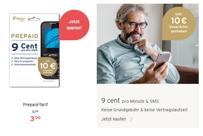 Tchibo Prepaid-Karte für 3 Euro